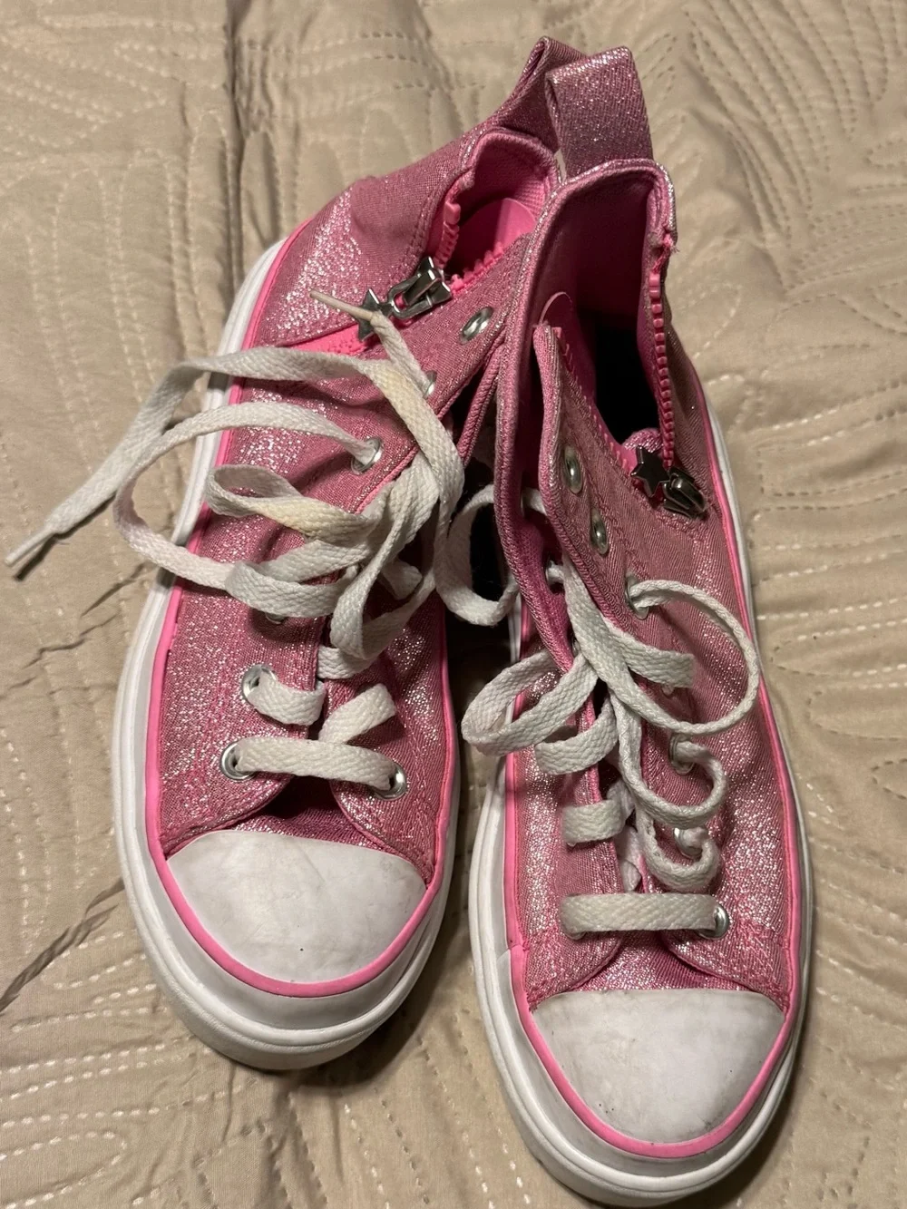 Converse All*Star Pink Glitter High-Top Sneakers Girls Sz 2.5